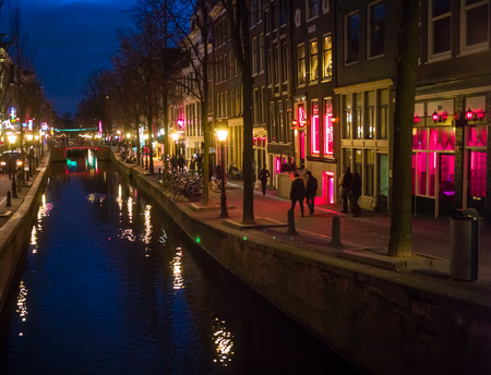 Landscape in the Red light district in Amsterdamのeditorial素材