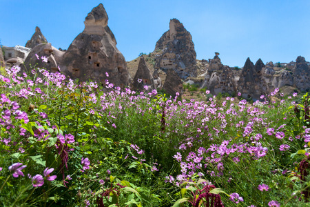 fairy chimneys, natural phenomenon in Cappadocia, Turkeyの写真素材