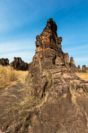 The peaks of Sindou are a rock formation near the town of Sindou, Burkina Faso. Part of the site is accessible to tourists.の写真素材
