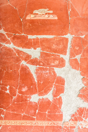 APRIL 3, 2016: Torre Annunziata (Naples), Italy Ancient roman fresco represented a scene of Roman mitology in the Poppea's Villaのeditorial素材