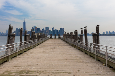 View of manahattan  fron The harbor in Liberty islandの写真素材