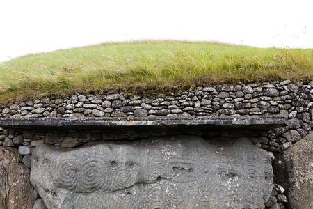 Newgrange is a Stone Age monument in the Boyne Valley, County Meath,  is best known for the illumination of its passage and chamber by the winter solstice sunの写真素材