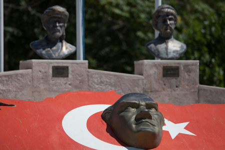 statue of Ataturk and Turkye flagのeditorial素材
