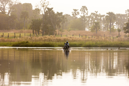 Panorama of Tengrela Lake in Burkina fasoの写真素材