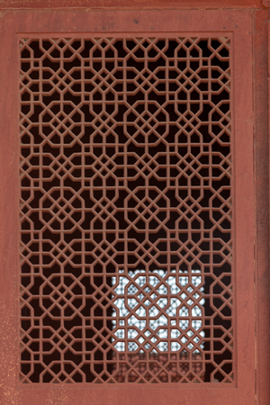 Beautiful window ornament in temple  in Rajasthan, Indiaの写真素材