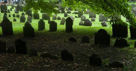 Boston, Massachusetts,. Granary Burying Ground - old cemetery.の写真素材