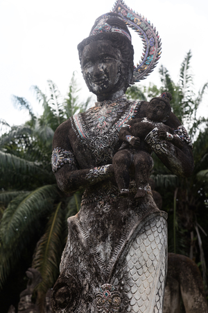 Religious statues at Wat Xieng Khuan Buddha park.のeditorial素材