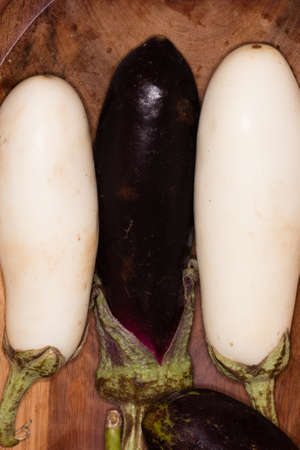 Close up of  mixed variety of eggplantの写真素材