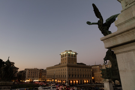 Vittoriale in its white splendor in Rome, Piazza Venezia, Italyの写真素材