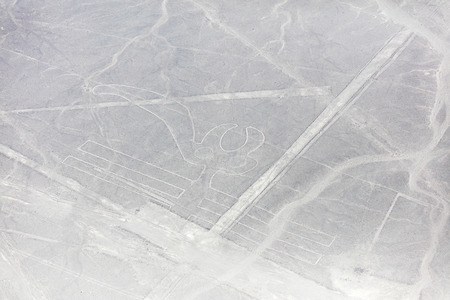 Mysterious figures Nazca desert from the aircraftの写真素材