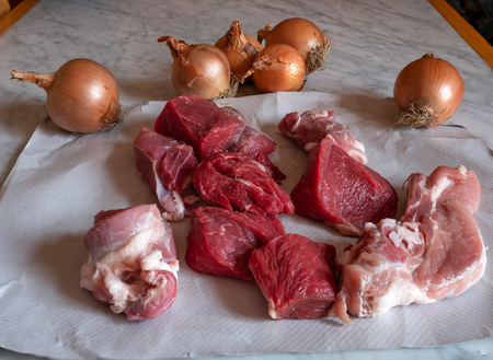 Raw ingredients for Neapolitan meat sauce (ragÃ¹)の写真素材
