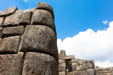 Ruins of the Inca Fortress of Saqsaywaman outside Cuzco Peruの写真素材