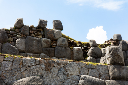 Ruins of the Inca Fortress of Saqsaywaman outside Cuzco Peruの写真素材