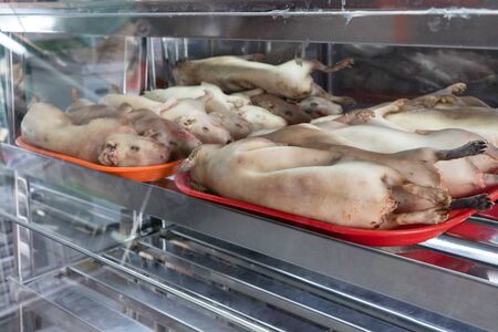 The Guinea Pig (cuy) meat is a traditional Andean dish, sold in a butcheryの写真素材