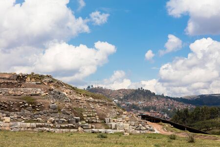 Ruins of the Inca Fortress of Saqsaywaman outside Cuzco Peruの写真素材