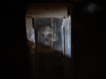 Skull and bones in ancient ossuary, Naples