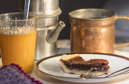 Traditional pecan pie, fall dessert concept for Thanksgiving