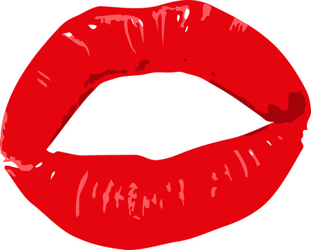 Bright red lipstick kiss lipsのイラスト素材