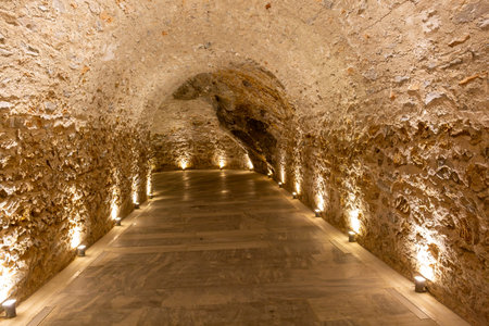 Tunnel in the underground passage of the ancient hellenic Panathenaic Stadium in Athens.