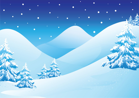 winter landscape, banner format blue vector illustrationのイラスト素材