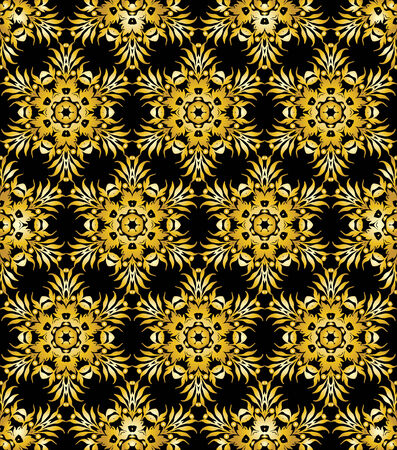 Golden ornamental background on blackのイラスト素材