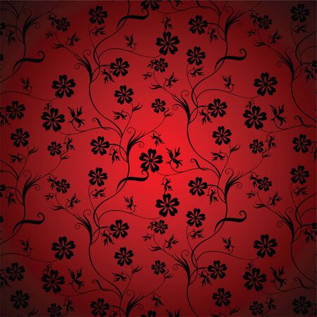 Seamless background with art a black flowersのイラスト素材