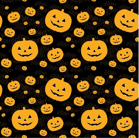 Seamless pattern with orange  pumpkins on black background.のイラスト素材