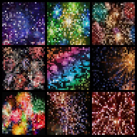 abstract square pixel mosaic backgrounds setのイラスト素材