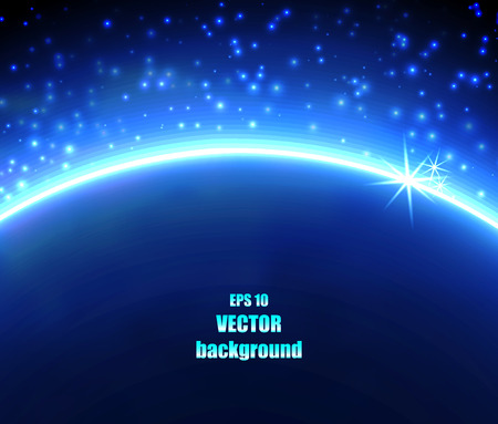 Space planet in the rays of light. Vector background.のイラスト素材