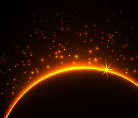 Space planet in the rays of light. Vector background.のイラスト素材