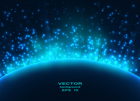 Space planet in the rays of light. Vector background.のイラスト素材