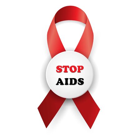 Vector illustration red ribbon - AIDS, HIV, heart disease, stroke awareness signのイラスト素材