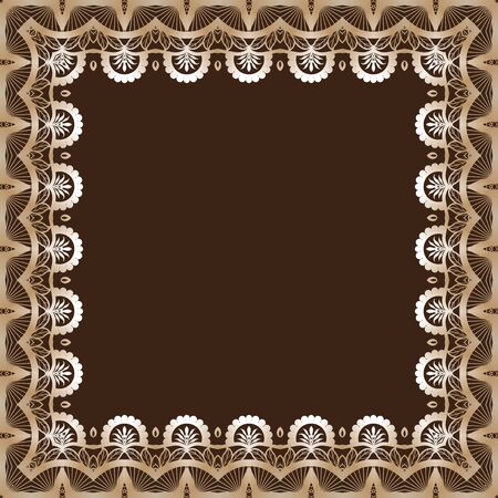 Abstract square lace frame with paper swirlsのイラスト素材