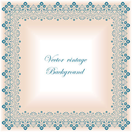 Abstract square lace frame with paper swirls, vector ornamental backgroundのイラスト素材