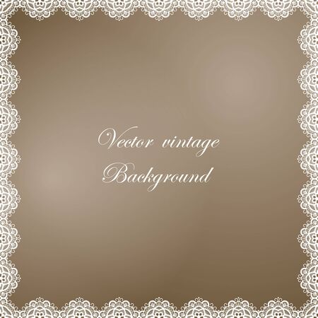 Abstract square lace frame with paper swirls, vector ornamental backgroundのイラスト素材