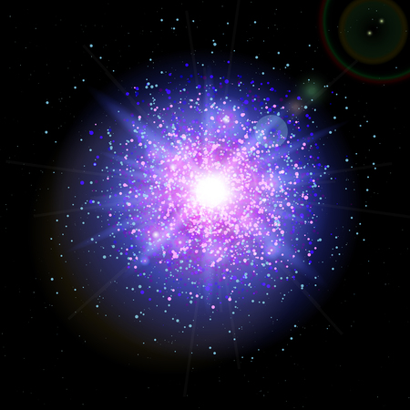 Space background with blue light from behind of the planetのイラスト素材