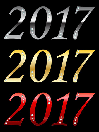 Happy new year 2017 creative greeting card design Year 2017 design element.のイラスト素材