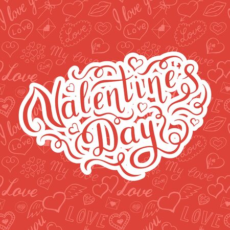 Happy Valentines Day handwritten lettering.のイラスト素材