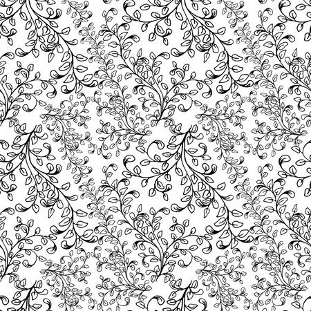Seamless pattern composed of leaves and branches.のイラスト素材