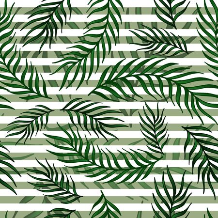 Seamless exotic pattern with palm leaves .のイラスト素材