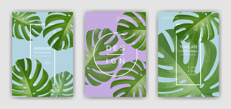 Background with tropical palm leaves. Exotic tropical plants.のイラスト素材