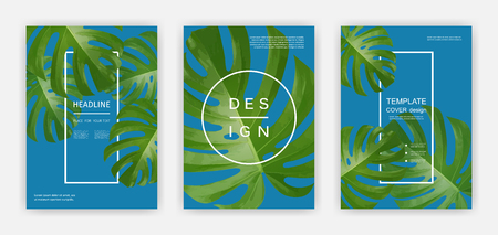 Background with tropical palm leaves. Exotic tropical plants.のイラスト素材