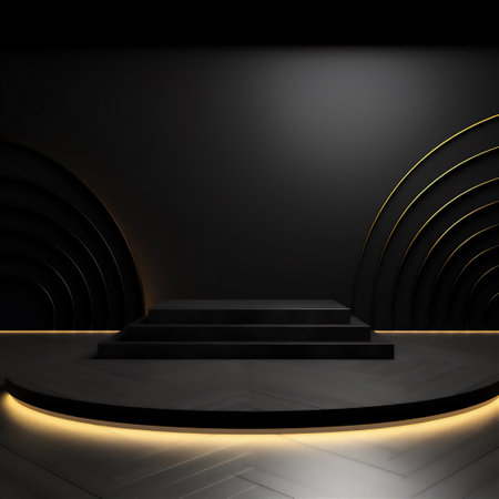 The 3D background products are a geometric platform in black. Stand for demonstrating cosmetic products. Stage exposure of any product. mockupの素材