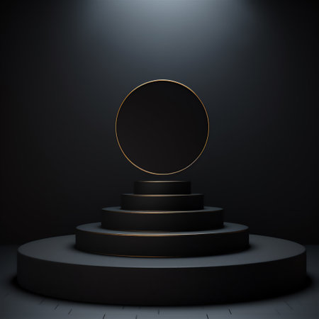 The 3D background products are a geometric platform in black. Stand for demonstrating cosmetic products. Stage exposure of any product. mockupの素材