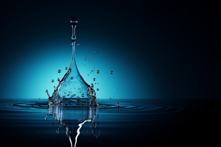 A drop of rain falling on a smooth water surface. 3dの素材