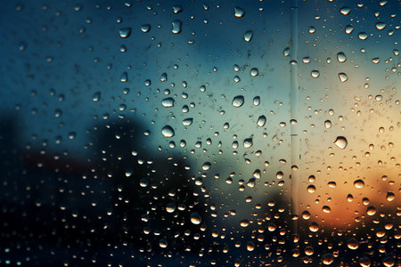 Raindrops on the stack. drops dripping down the window.の素材