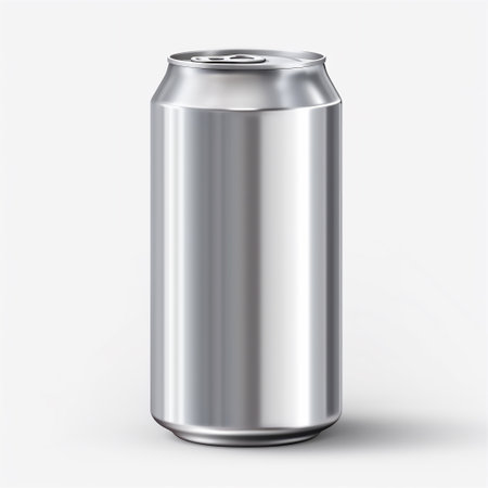 Aluminum soda can mockup. Metal can, front view. Isolated on white background.の素材