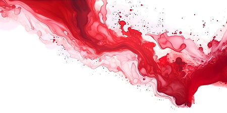 flowing watercolor stripe. Red layered drops, abstract background.の素材