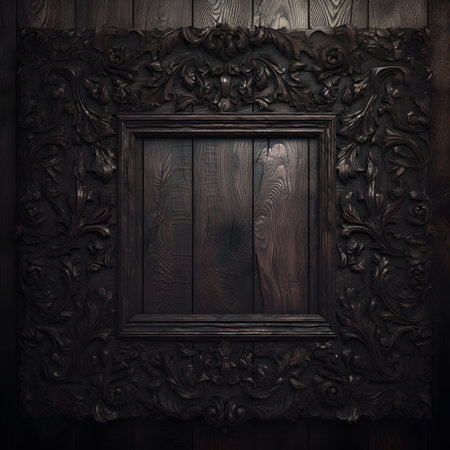 luxury vintage dark wood frame, dark wood background texture, grunge styleの素材