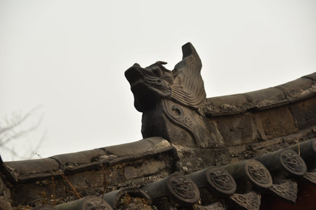Zoomorphic decoration on Chinese ancient ridge
